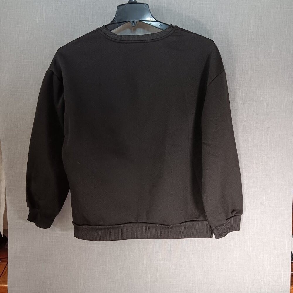 SHEIN Halloween Ghost Sweatshirt XL Black Gothic Spooky Graphic Crewneck Fleece - Picture 3 of 4